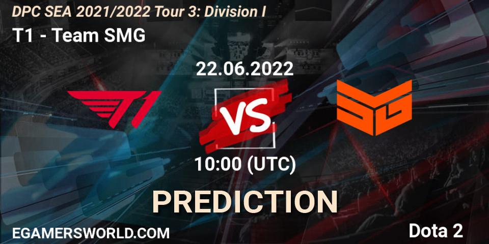 T1 contre Team SMG : prédiction de match. 22.06.2022 at 10:49. Dota 2, DPC SEA 2021/2022 Tour 3: Division I