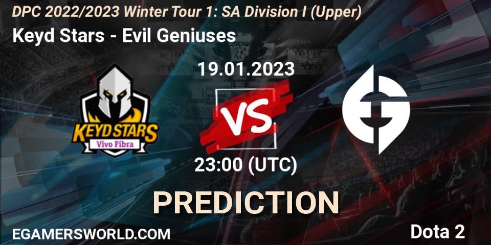 Keyd Stars contre Evil Geniuses : prédiction de match. 19.01.23. Dota 2, DPC 2022/2023 Winter Tour 1: SA Division I (Upper) 