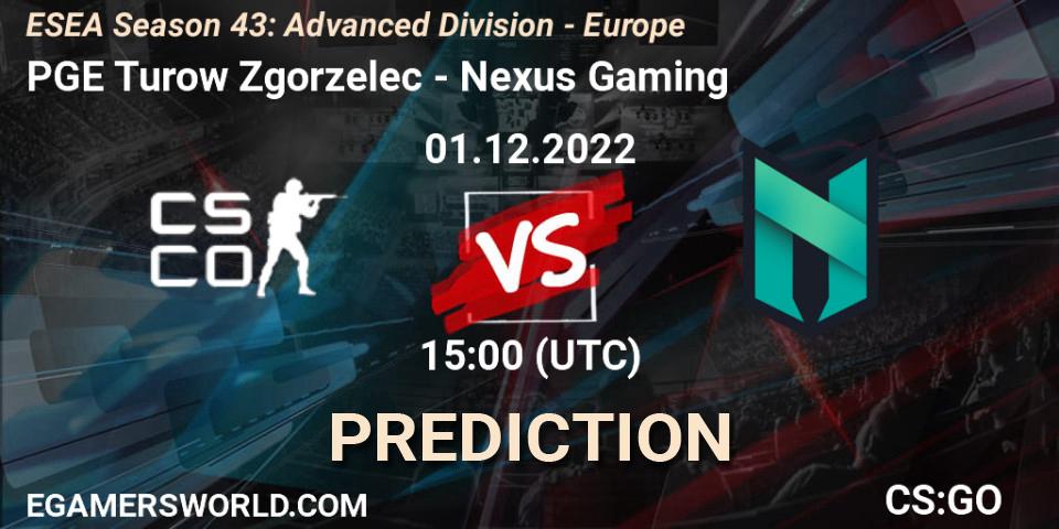 PGE Turow Zgorzelec contre Nexus Gaming : prédiction de match. 01.12.22. CS2 (CS:GO), ESEA Season 43: Advanced Division - Europe