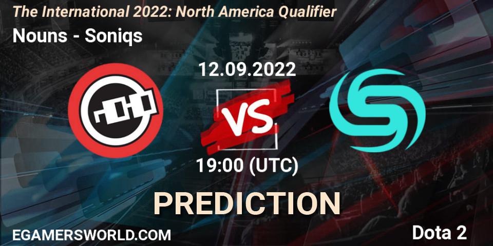 Nouns contre Soniqs : prédiction de match. 12.09.22. Dota 2, The International 2022: North America Qualifier