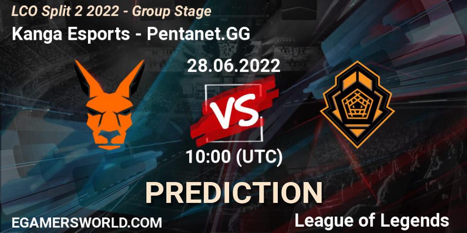 Kanga Esports contre Pentanet.GG : prédiction de match. 28.06.2022 at 10:00. LoL, LCO Split 2 2022 - Group Stage
