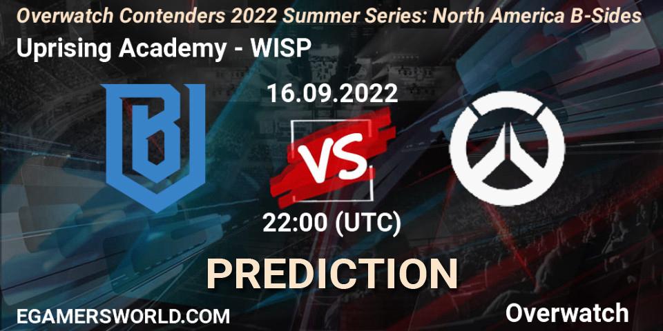 Uprising Academy contre WISP : prédiction de match. 16.09.22. Overwatch, Overwatch Contenders 2022 Summer Series: North America B-Sides