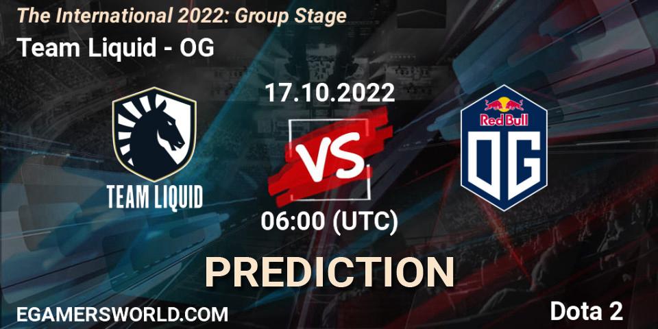 Team Liquid contre OG : prédiction de match. 17.10.2022 at 06:34. Dota 2, The International 2022: Group Stage