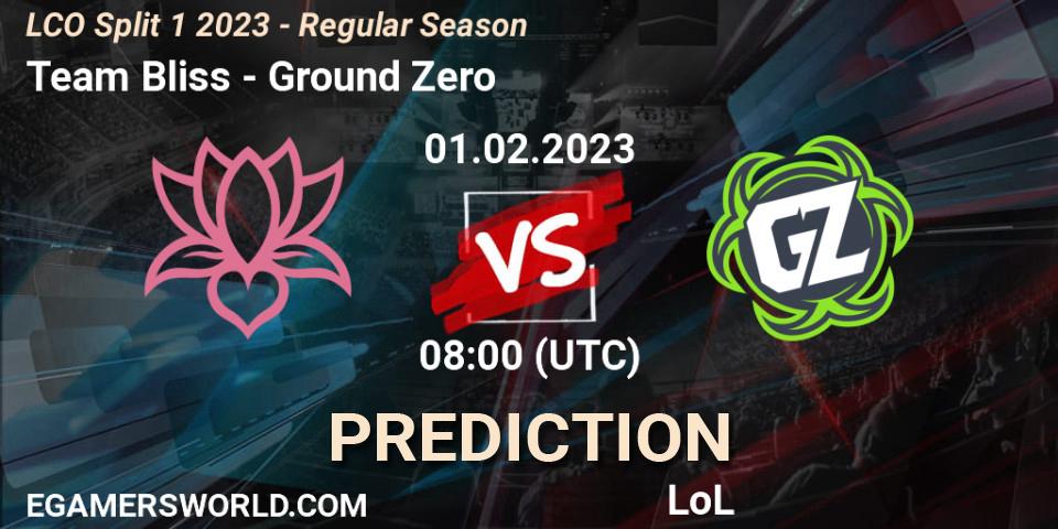 Team Bliss contre Ground Zero : prédiction de match. 01.02.23. LoL, LCO Split 1 2023 - Regular Season