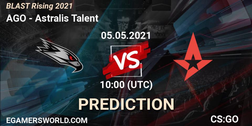 AGO contre Astralis Talent : prédiction de match. 05.05.2021 at 10:00. Counter-Strike (CS2), BLAST Rising 2021