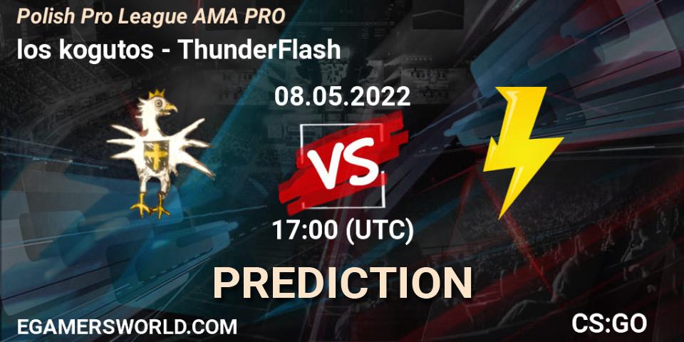 los kogutos contre ThunderFlash : prédiction de match. 08.05.2022 at 17:00. Counter-Strike (CS2), Polish Pro League AMA PRO
