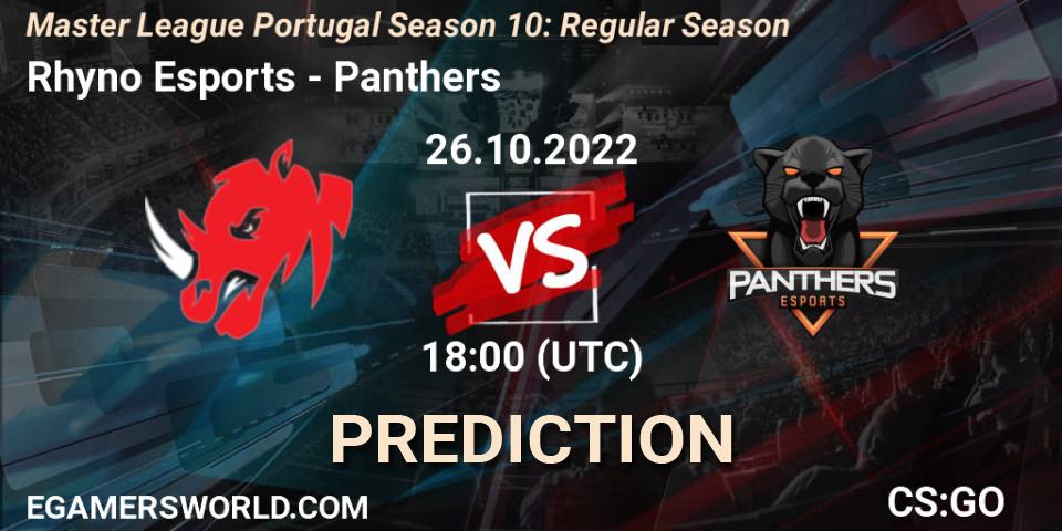 Rhyno Esports contre Panthers : prédiction de match. 26.10.2022 at 18:00. Counter-Strike (CS2), Master League Portugal Season 10: Regular Season