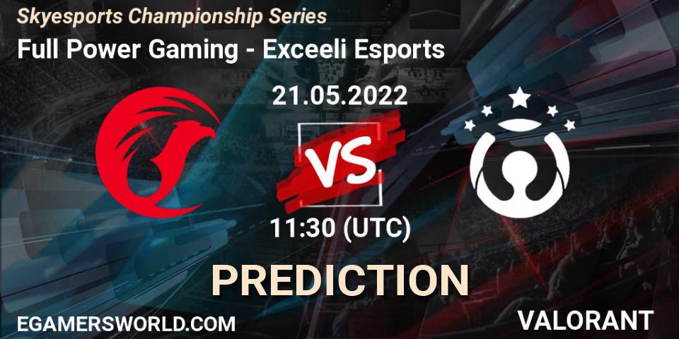 Full Power Gaming contre Exceeli Esports : prédiction de match. 21.05.2022 at 11:30. VALORANT, Skyesports Championship Series