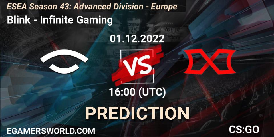Blink contre Infinite Gaming : prédiction de match. 01.12.22. CS2 (CS:GO), ESEA Season 43: Advanced Division - Europe