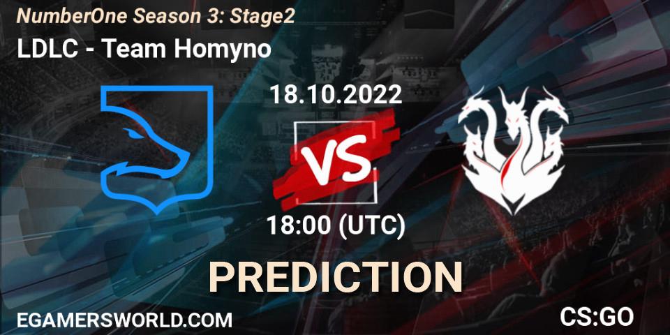 LDLC contre Team Homyno : prédiction de match. 18.10.2022 at 18:00. Counter-Strike (CS2), NumberOne Season 3: Stage 2