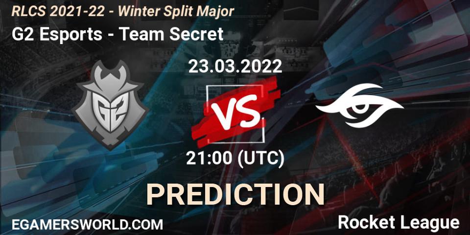 G2 Esports contre Team Secret : prédiction de match. 23.03.2022 at 21:00. Rocket League, RLCS 2021-22 - Winter Split Major