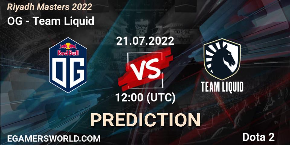 OG contre Team Liquid : prédiction de match. 21.07.2022 at 12:00. Dota 2, Riyadh Masters 2022