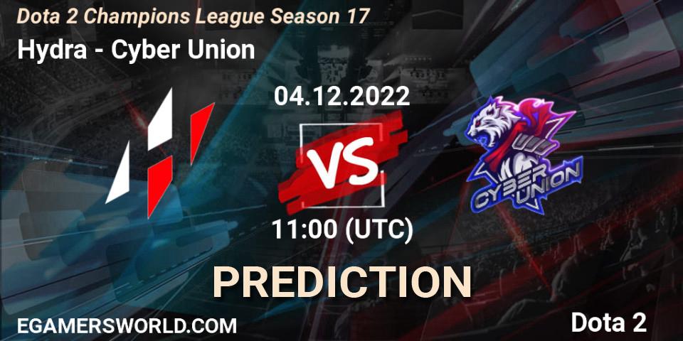 Hydra contre Cyber Union : prédiction de match. 04.12.22. Dota 2, Dota 2 Champions League Season 17