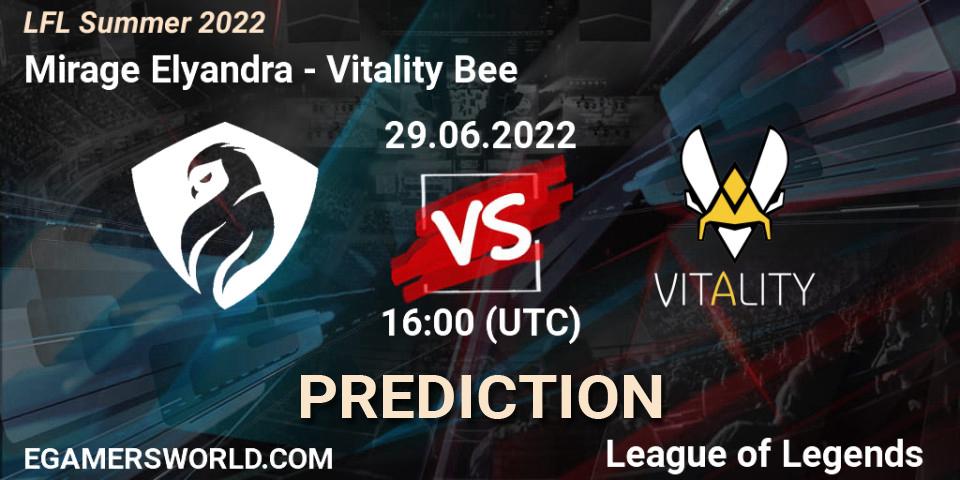 Mirage Elyandra contre Vitality Bee : prédiction de match. 29.06.2022 at 16:00. LoL, LFL Summer 2022