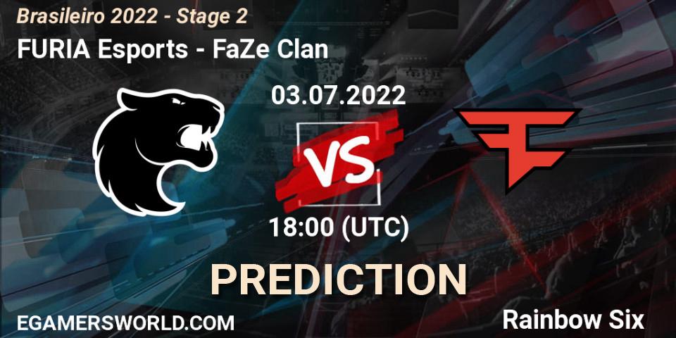 FURIA Esports contre FaZe Clan : prédiction de match. 03.07.2022 at 18:00. Rainbow Six, Brasileirão 2022 - Stage 2