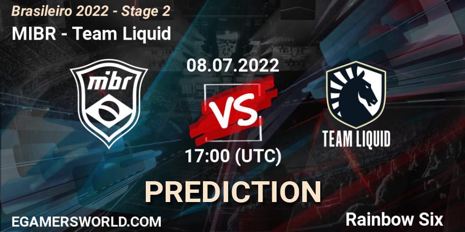 MIBR contre Team Liquid : prédiction de match. 08.07.2022 at 17:00. Rainbow Six, Brasileirão 2022 - Stage 2
