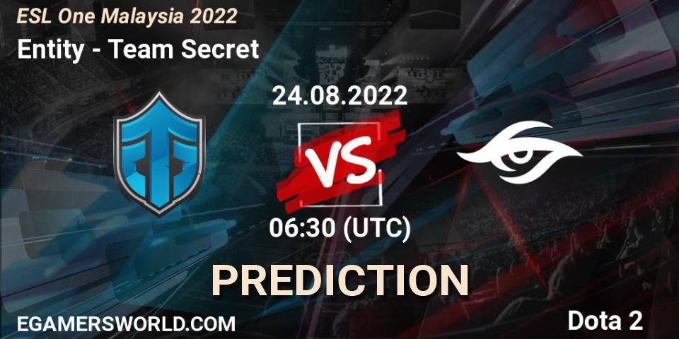 Entity contre Team Secret : prédiction de match. 24.08.2022 at 06:32. Dota 2, ESL One Malaysia 2022