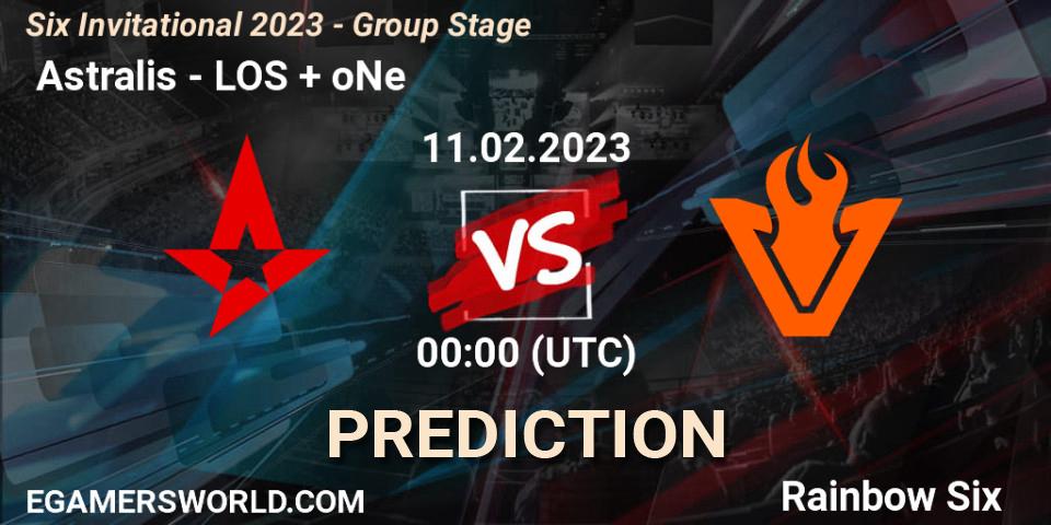  Astralis contre LOS + oNe : prédiction de match. 11.02.2023 at 00:00. Rainbow Six, Six Invitational 2023 - Group Stage