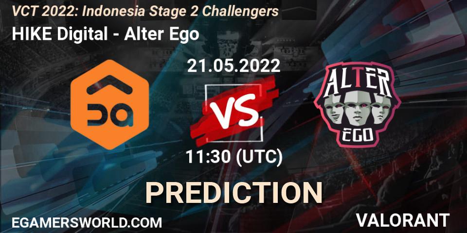 HIKE Digital contre Alter Ego : prédiction de match. 21.05.2022 at 12:45. VALORANT, VCT 2022: Indonesia Stage 2 Challengers