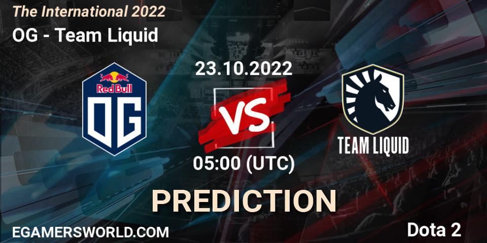 OG contre Team Liquid : prédiction de match. 23.10.22. Dota 2, The International 2022