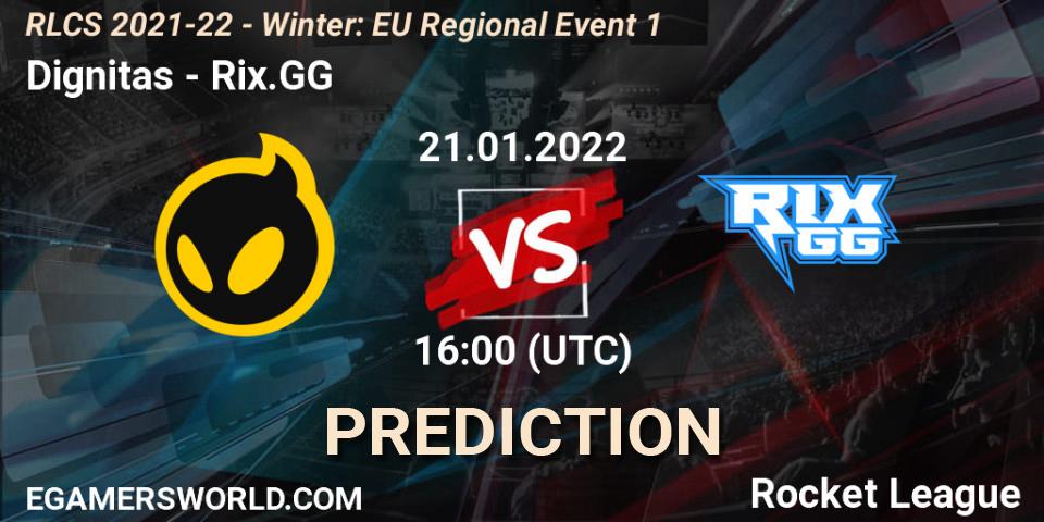 Dignitas contre Rix.GG : prédiction de match. 21.01.2022 at 16:00. Rocket League, RLCS 2021-22 - Winter: EU Regional Event 1