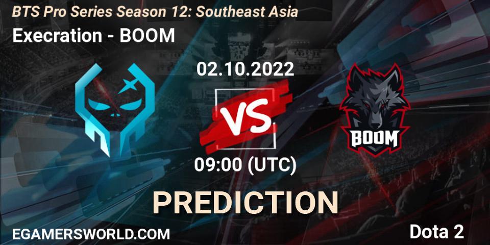 Execration contre BOOM : prédiction de match. 02.10.2022 at 09:00. Dota 2, BTS Pro Series Season 12: Southeast Asia