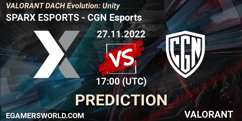 SPARX ESPORTS contre CGN Esports : prédiction de match. 27.11.22. VALORANT, VALORANT DACH Evolution: Unity