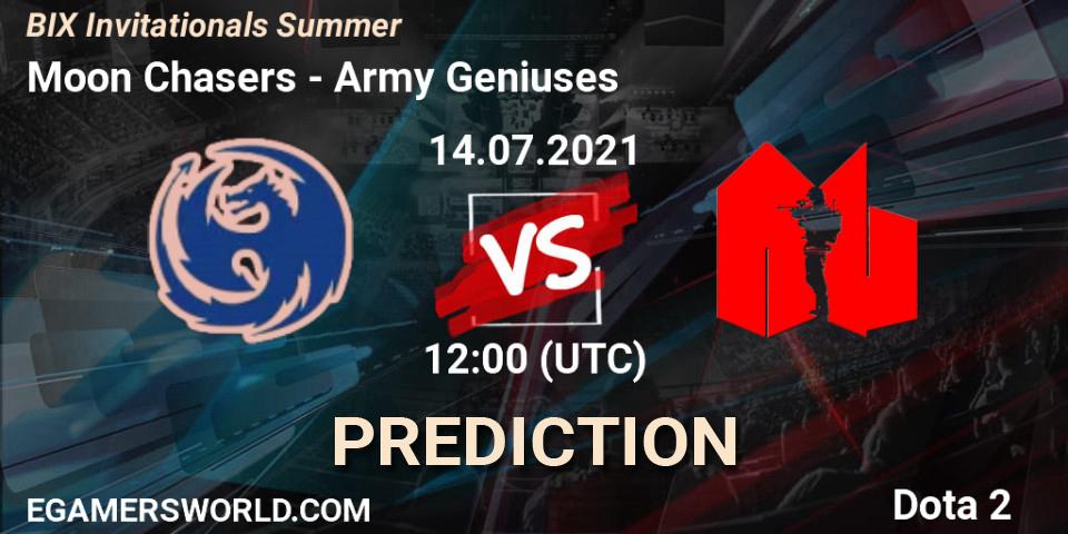 Moon Chasers contre Army Geniuses : prédiction de match. 14.07.2021 at 13:10. Dota 2, BIX Invitationals Summer
