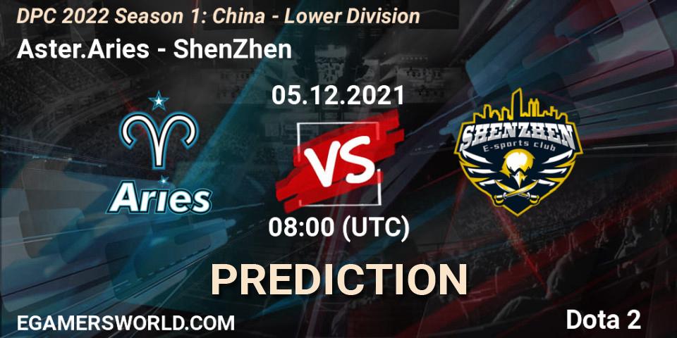Aster.Aries contre ShenZhen : prédiction de match. 05.12.2021 at 07:56. Dota 2, DPC 2022 Season 1: China - Lower Division