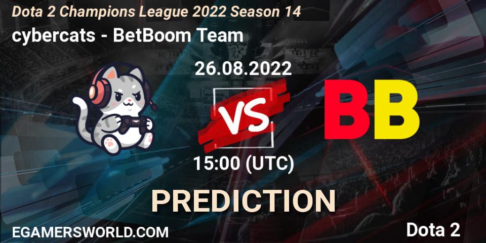 cybercats contre BetBoom Team : prédiction de match. 26.08.22. Dota 2, Dota 2 Champions League 2022 Season 14
