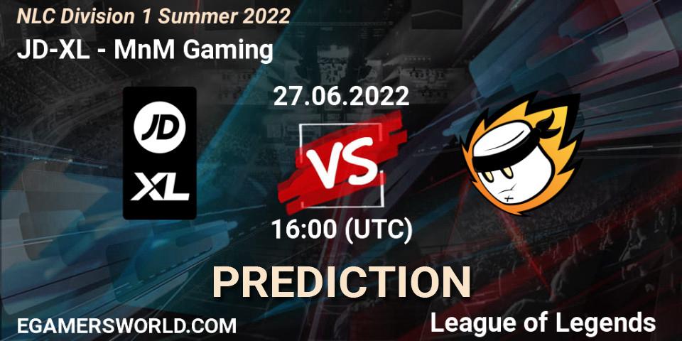 JD-XL contre MnM Gaming : prédiction de match. 27.06.2022 at 16:00. LoL, NLC Division 1 Summer 2022