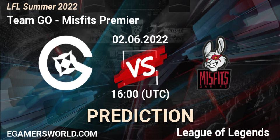 Team GO contre Misfits Premier : prédiction de match. 02.06.2022 at 16:00. LoL, LFL Summer 2022