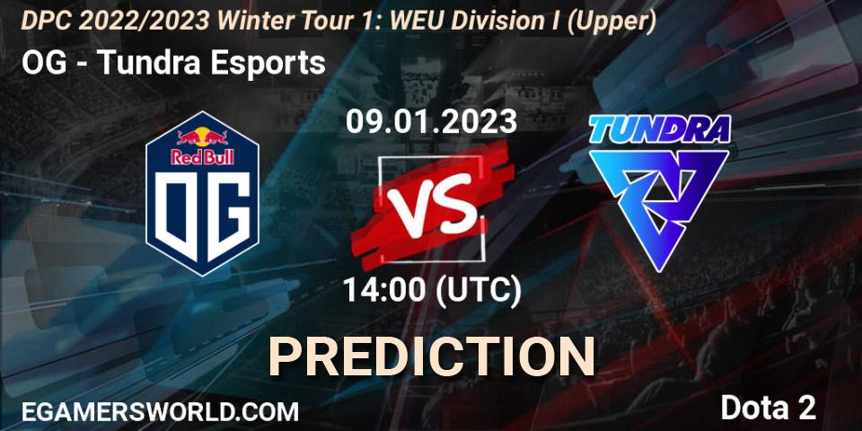OG contre Tundra Esports : prédiction de match. 09.01.2023 at 14:01. Dota 2, DPC 2022/2023 Winter Tour 1: WEU Division I (Upper)