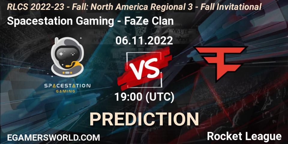 Spacestation Gaming contre FaZe Clan : prédiction de match. 06.11.2022 at 19:00. Rocket League, RLCS 2022-23 - Fall: North America Regional 3 - Fall Invitational