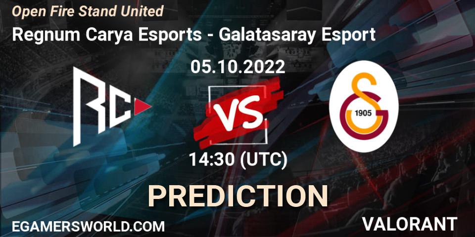 Regnum Carya Esports contre Galatasaray Esport : prédiction de match. 05.10.2022 at 14:30. VALORANT, Open Fire Stand United