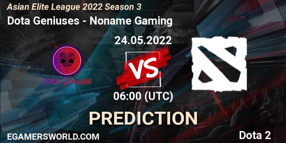 Dota Geniuses contre Noname Gaming : prédiction de match. 24.05.2022 at 05:58. Dota 2, Asian Elite League 2022 Season 3