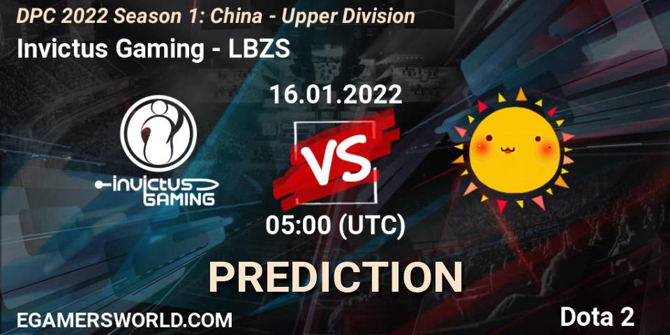 Invictus Gaming contre LBZS : prédiction de match. 16.01.2022 at 04:56. Dota 2, DPC 2022 Season 1: China - Upper Division