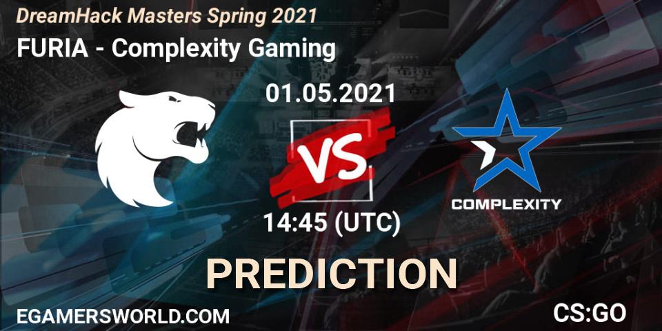 FURIA contre Complexity Gaming : prédiction de match. 01.05.2021 at 14:45. Counter-Strike (CS2), DreamHack Masters Spring 2021