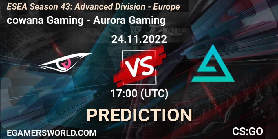 cowana Gaming contre Aurora : prédiction de match. 24.11.22. CS2 (CS:GO), ESEA Season 43: Advanced Division - Europe