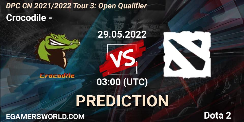 Crocodile contre 温酒斩华佗 : prédiction de match. 29.05.2022 at 03:00. Dota 2, DPC CN 2021/2022 Tour 3: Open Qualifier
