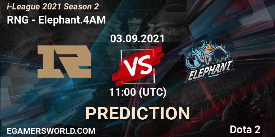 RNG contre Elephant.4AM : prédiction de match. 03.09.2021 at 11:49. Dota 2, i-League 2021 Season 2