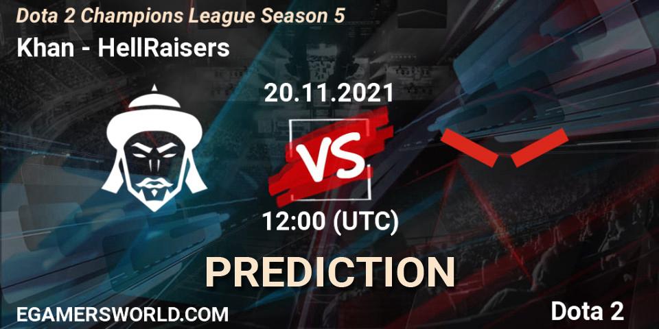 Khan contre HellRaisers : prédiction de match. 20.11.2021 at 12:03. Dota 2, Dota 2 Champions League 2021 Season 5