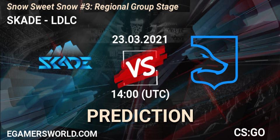 SKADE contre LDLC : prédiction de match. 23.03.2021 at 14:00. Counter-Strike (CS2), Snow Sweet Snow #3: Regional Group Stage