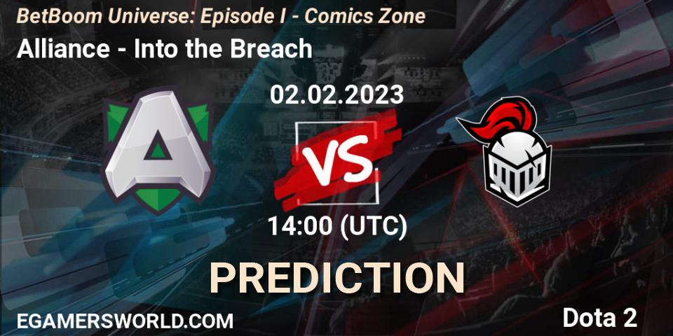 Alliance contre Into the Breach : prédiction de match. 02.02.23. Dota 2, BetBoom Universe: Episode I - Comics Zone