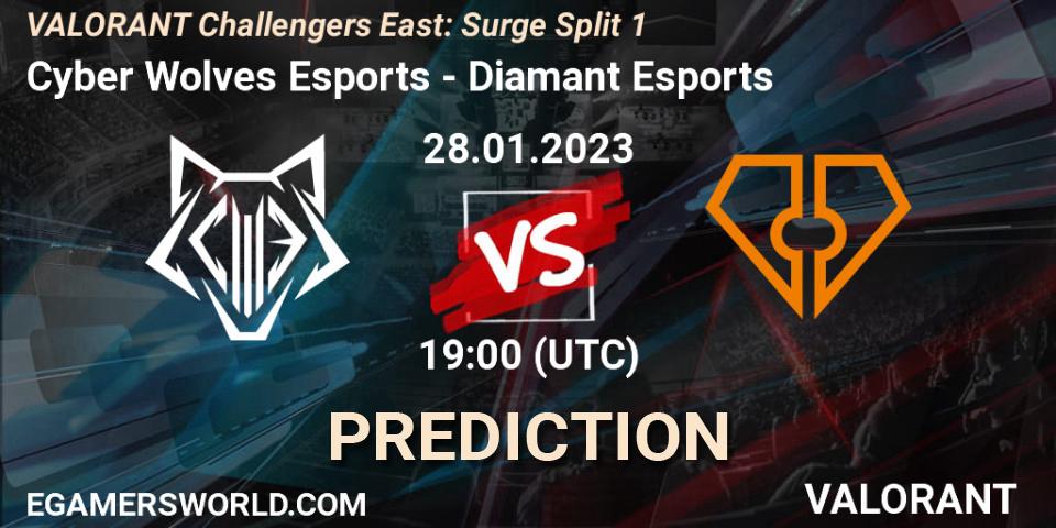 Cyber Wolves Esports contre Diamant Esports : prédiction de match. 28.01.23. VALORANT, VALORANT Challengers 2023 East: Surge Split 1