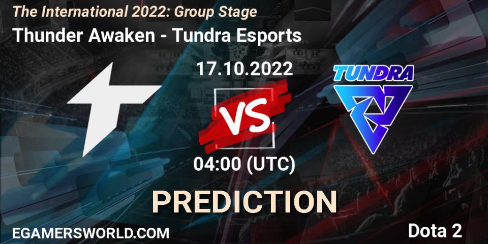 Thunder Awaken contre Tundra Esports : prédiction de match. 17.10.2022 at 03:53. Dota 2, The International 2022: Group Stage