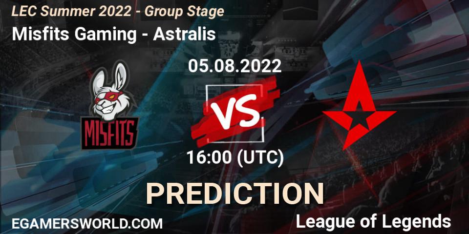 Misfits Gaming contre Astralis : prédiction de match. 05.08.22. LoL, LEC Summer 2022 - Group Stage