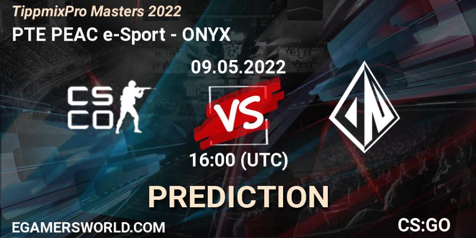 PTE PEAC e-Sport contre ONYX : prédiction de match. 09.05.2022 at 16:00. Counter-Strike (CS2), TippmixPro Masters 2022