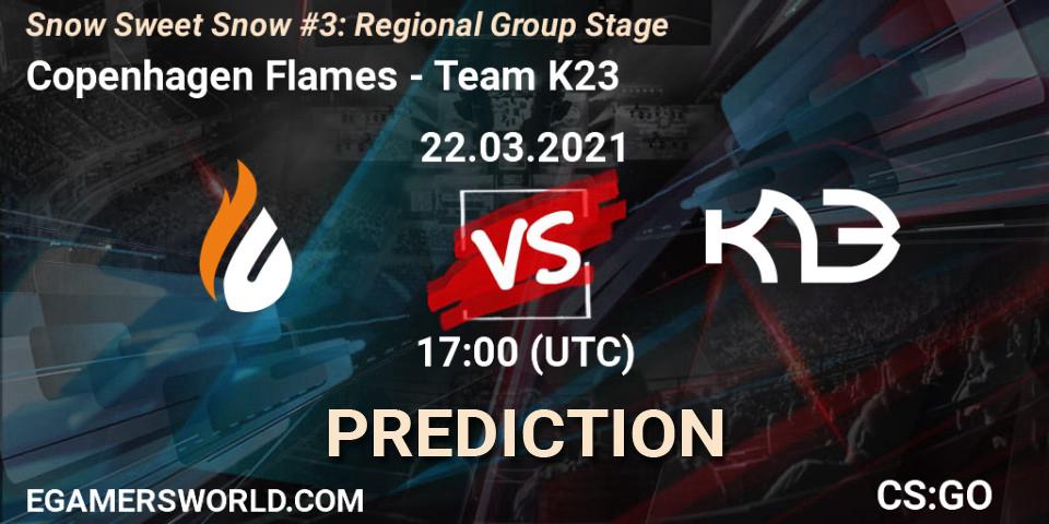 Copenhagen Flames contre Team K23 : prédiction de match. 22.03.2021 at 18:50. Counter-Strike (CS2), Snow Sweet Snow #3: Regional Group Stage