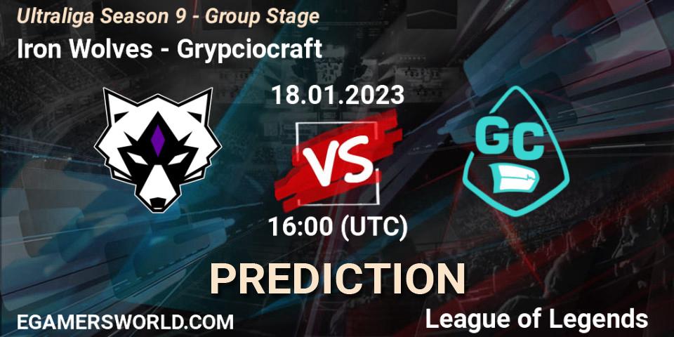 Iron Wolves contre Grypciocraft : prédiction de match. 18.01.2023 at 16:00. LoL, Ultraliga Season 9 - Group Stage